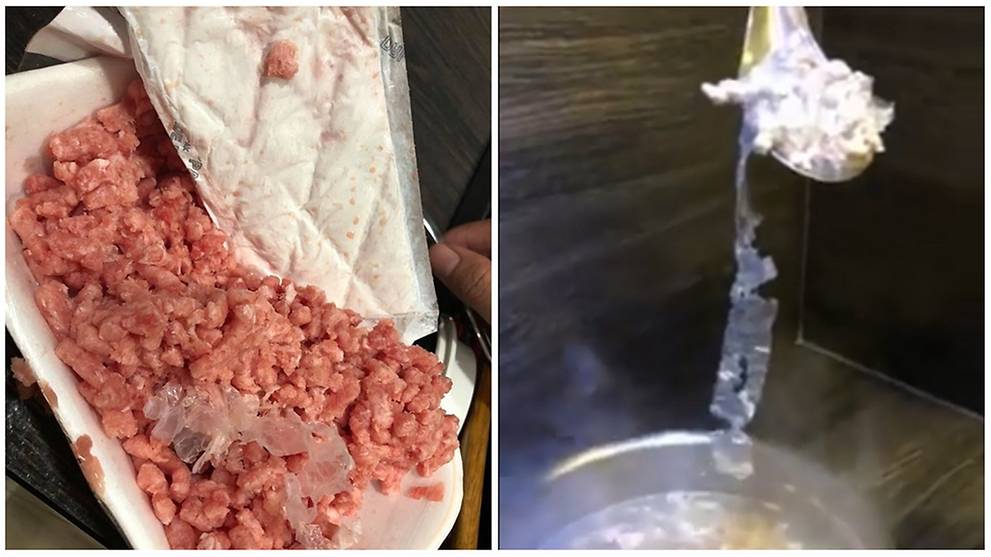 Scraps of plastic found in packets of minced meat bought from Giant
