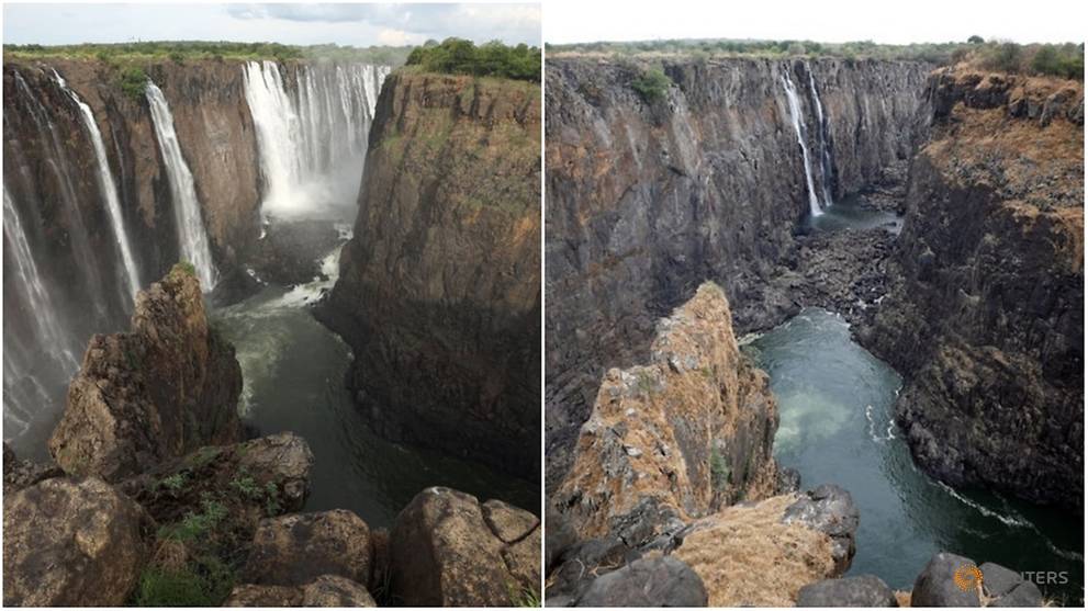 Victoria Falls shrink to a trickle, feeding climate change fears - CNA