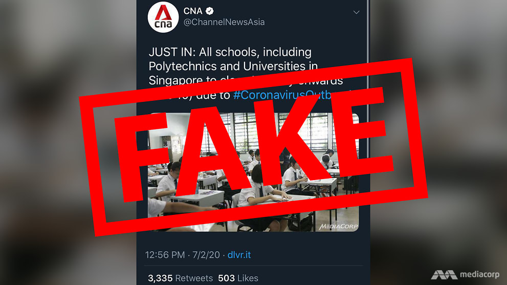 CNA debunks fake tweet announcing school closure due to coronavirus