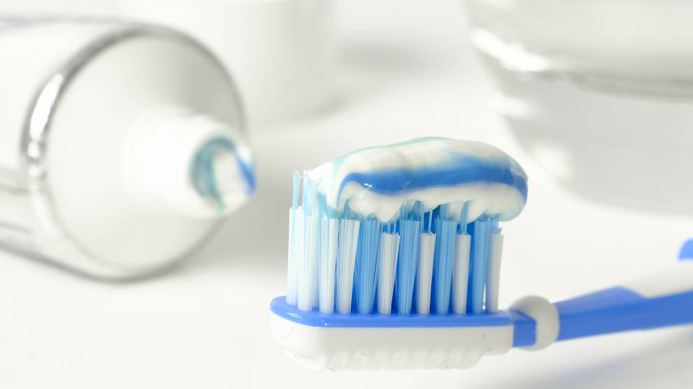 toothbrush with toothpaste