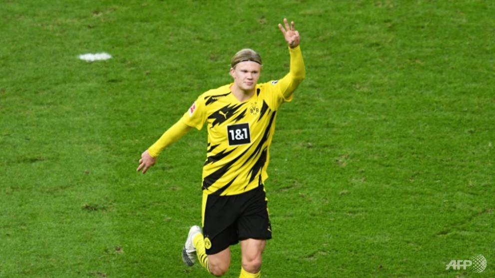 Football Fourgoal Haaland sends Dortmund up to second CNA