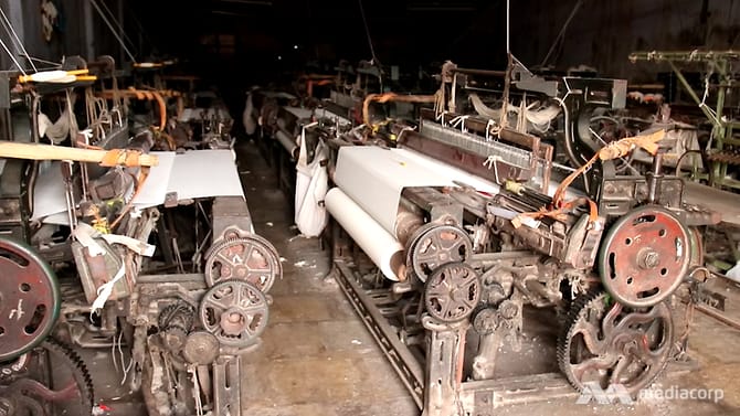 Power looms lying idle in the Indian textile hub of Bhiwandi, near Mumbai.