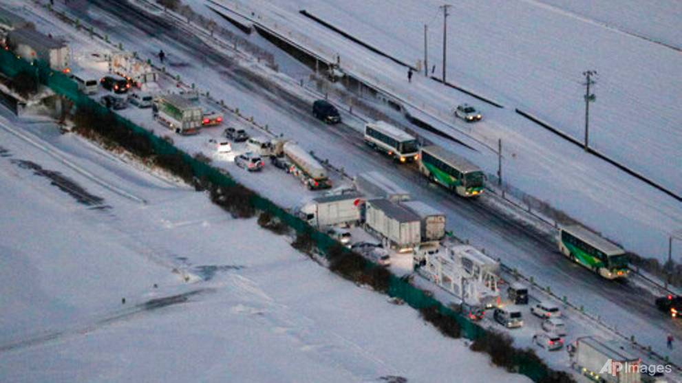 Snowstorm causes 134car pileup along Japanese highway; one dead CNA