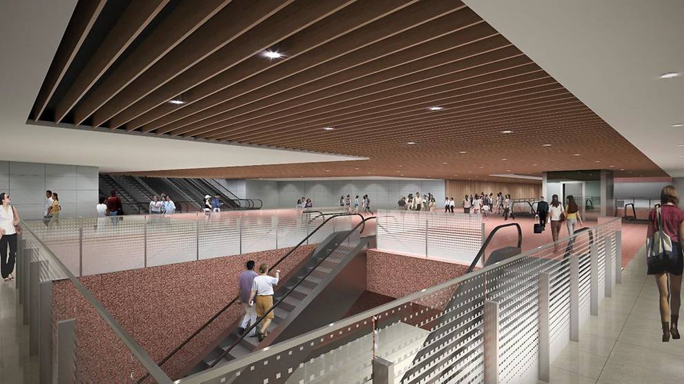 Construction on Pasir Ris interchange MRT station along ...